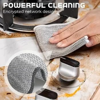 Non Scratch Dish Wash Cloth 10 Pack | Steel Scrubber for Utensils | Utensil Cleaner Scrub | Metal Scrubber for Kitchen | Wire Cloth for Dish Washing